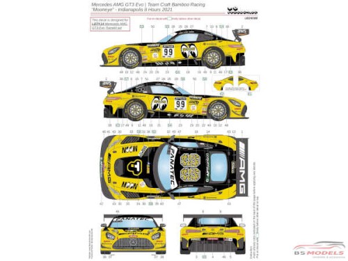 LB24088 Mercedes AMG GT3 Evo Team Craft Bamboo Racing "Mooneye" Indianapolis 8 Hours 2021 Waterslide decal Decal